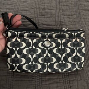 Coach Black and White Patterned Wristlet